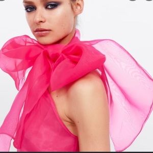 Zara Pink Organza Top with a Bow Size M
